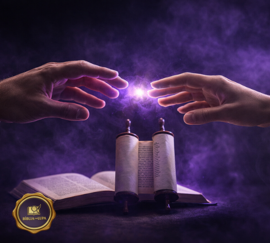 Mãos masculina e feminina diante da Bíblia simbolizando aliança, criação e ordem divina no casamento